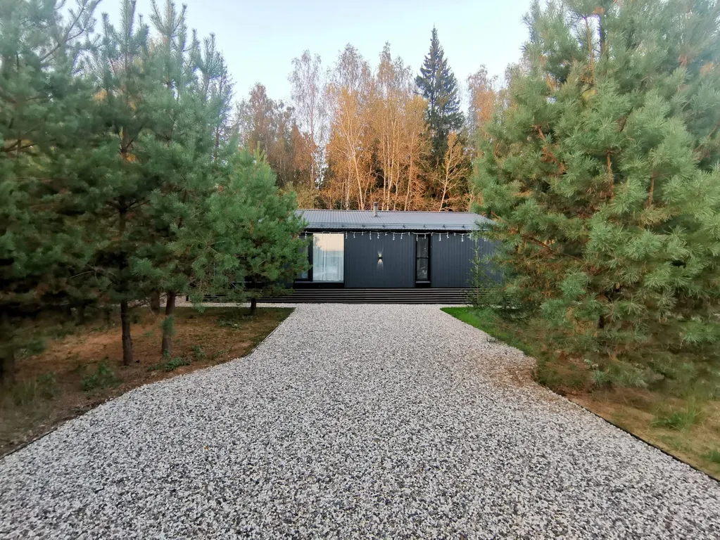 Панорамный дом в окружении леса на берегу водохранилища