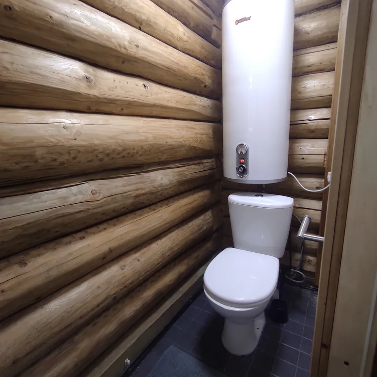 Экодомик из рубленого бревна с дровяной сауной