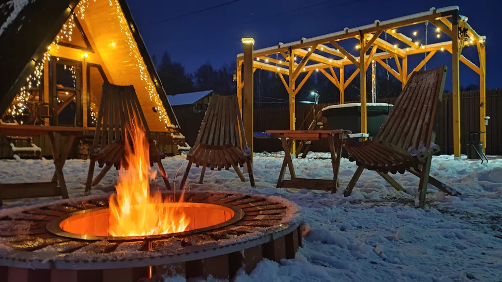 Дом А-фрейм с банным чаном