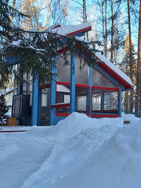 Барнхаус в лесу с голубой гостиной