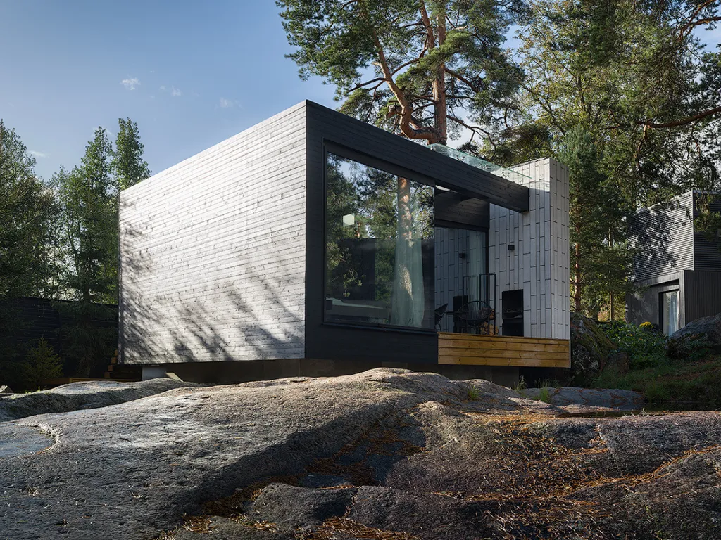 Загородный дом Stockholm с панорамными окнами на берегу реки Вуокса