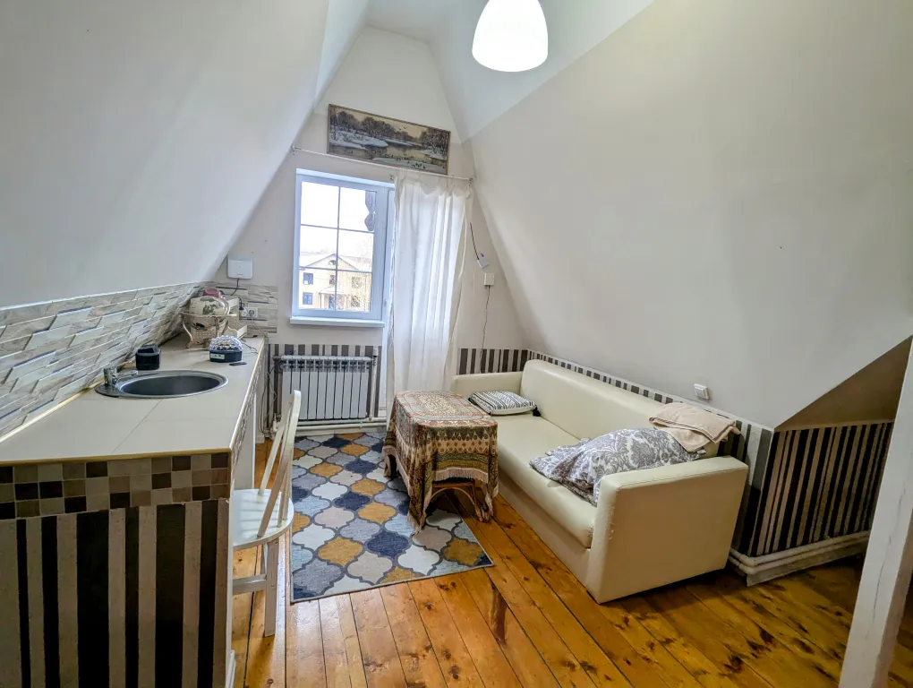 Большой красивый дом с камином в лесу