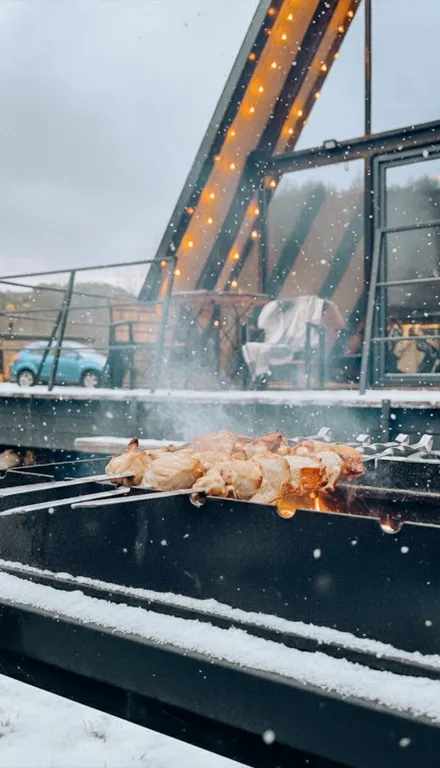 Глэмпинг, двуэтажный а-фрейм с террасой 44м2+14м2