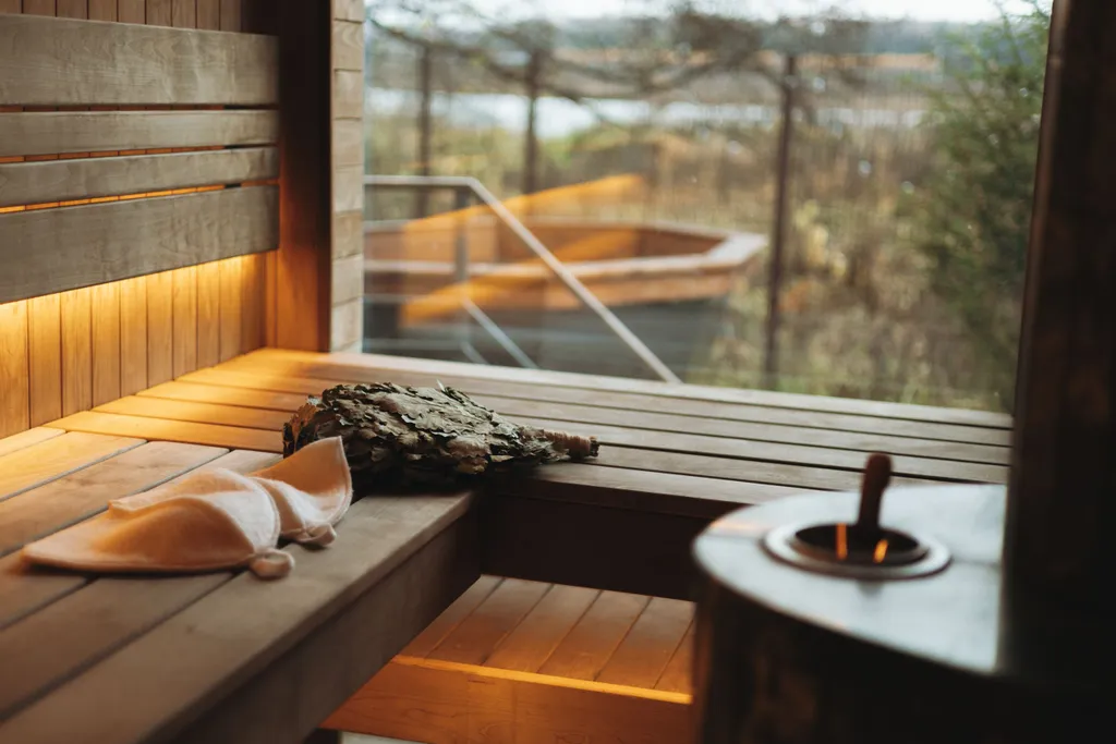 Дом с баней и чаном у воды и леса бохо