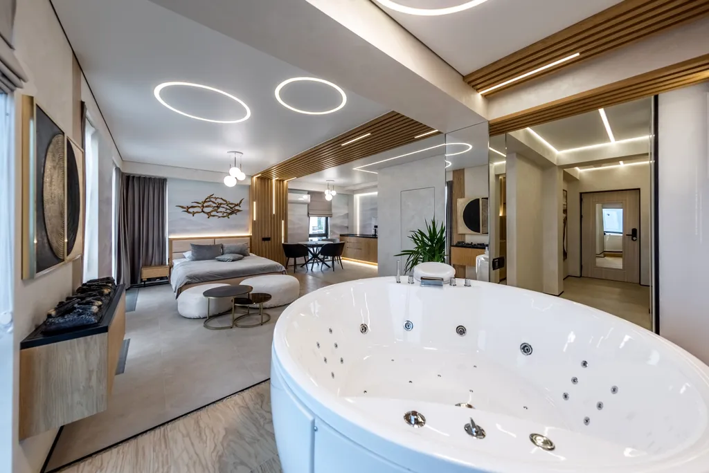 Большая романтическая студия с джакузи и видом на море в ЖК Моравия