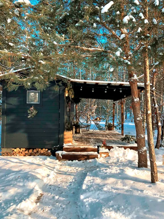 Уютный и теплый мини домик ТиниДача Можжевельник в лесу