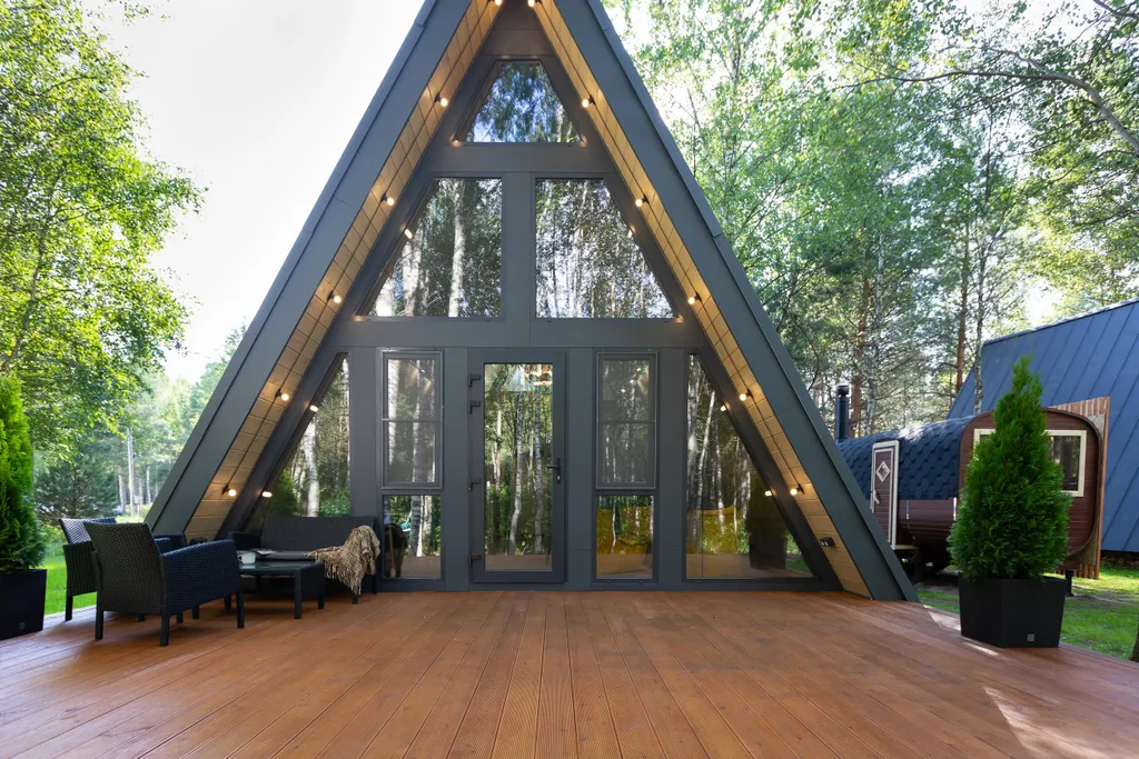 Домик A-Frame с купелью