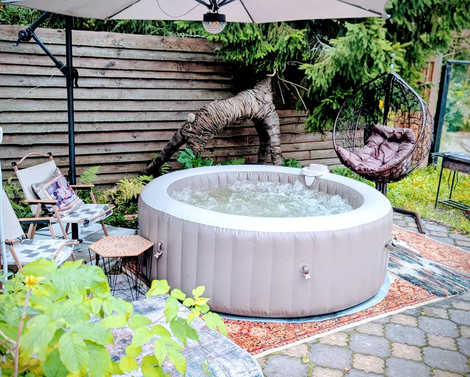 Большой красивый дом с камином в лесу