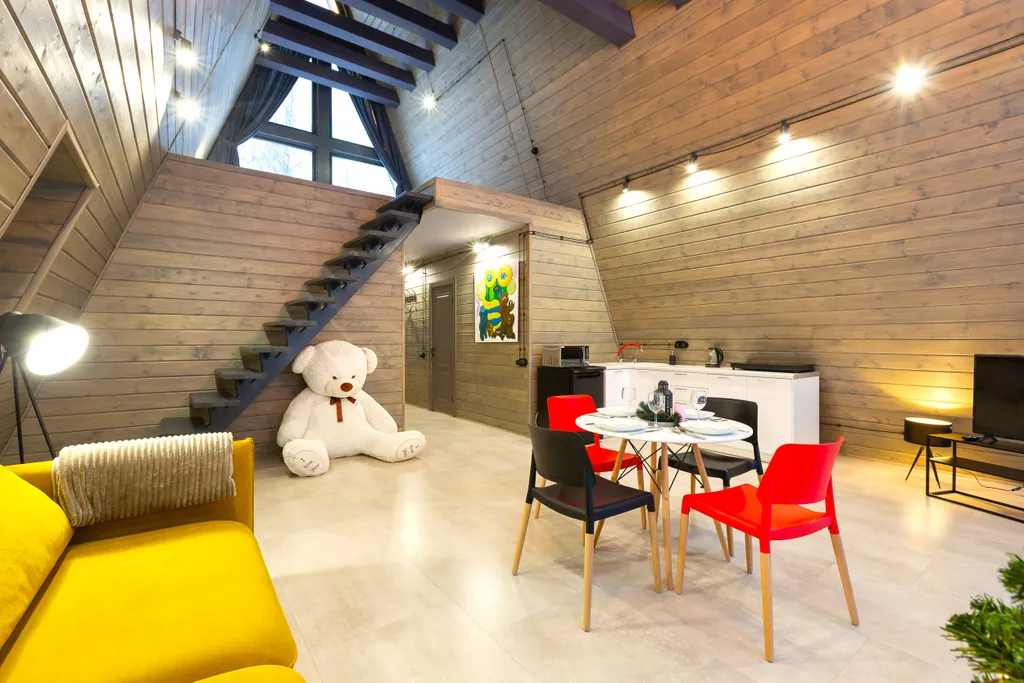 Домик A-Frame с купелью и баней 100 м2