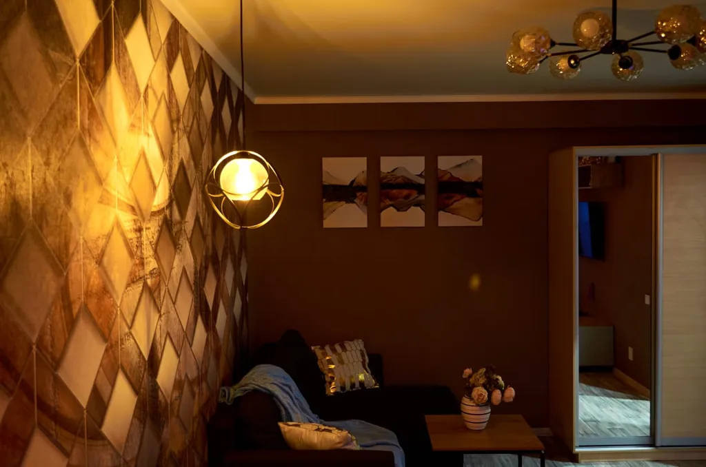 Пентхаус с видом на город. Круглая кровать+ диван