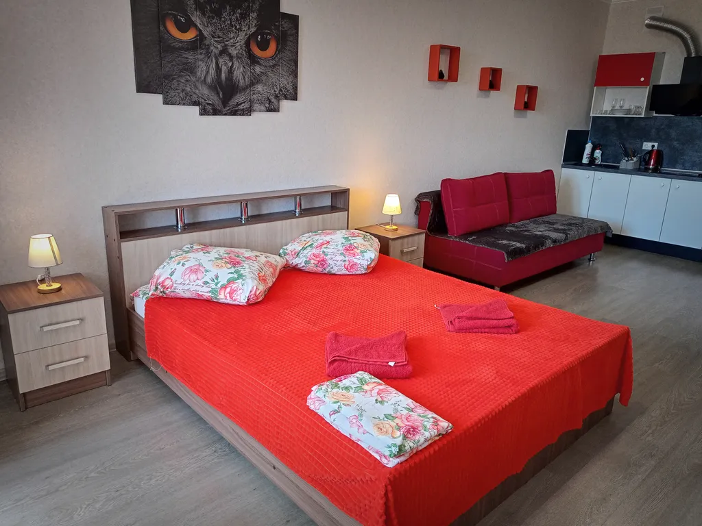 Уютная квартира-студия с диванчиком у жд вокзала и ТЦ Вавилон