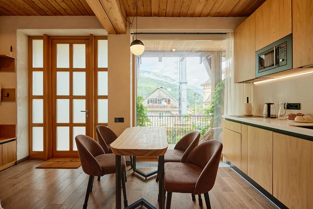 Студия Воздух с классной кухней в гостевом доме Пентакли в Красной Поляне