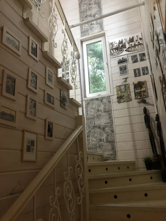 Уютная мини библиотека с односпальной софой и видом на вековые деревья