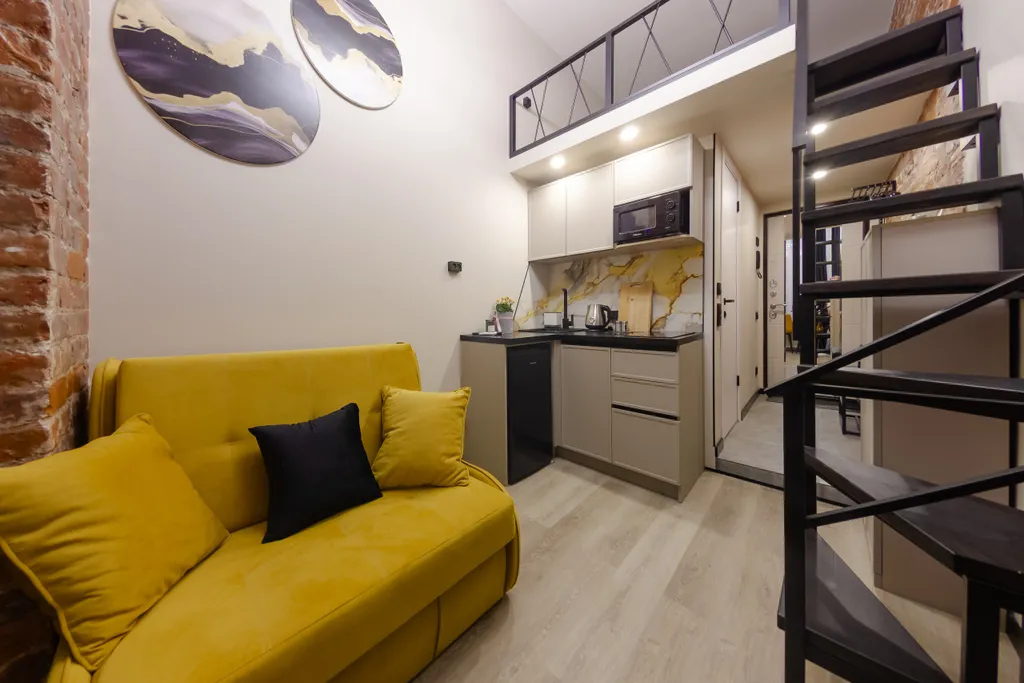 Квартира Квартира Новая студия с видом на реку Фонтанку и всем необходимым для комфорта! — Санкт-Петербург