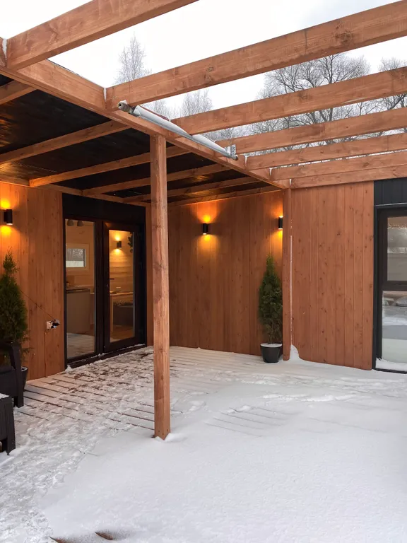 Коттедж Домик на берегу реки с сауной и горячей бочкой Фурако — Новый Быт