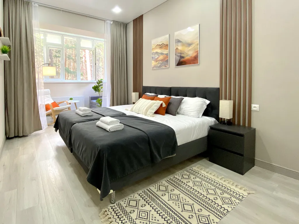 Уютный апартамент на берегу реки с видом на горы