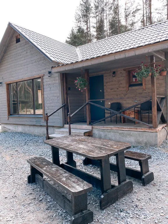 Домик в лесу с потрясающим видом из окна с банным комплексом