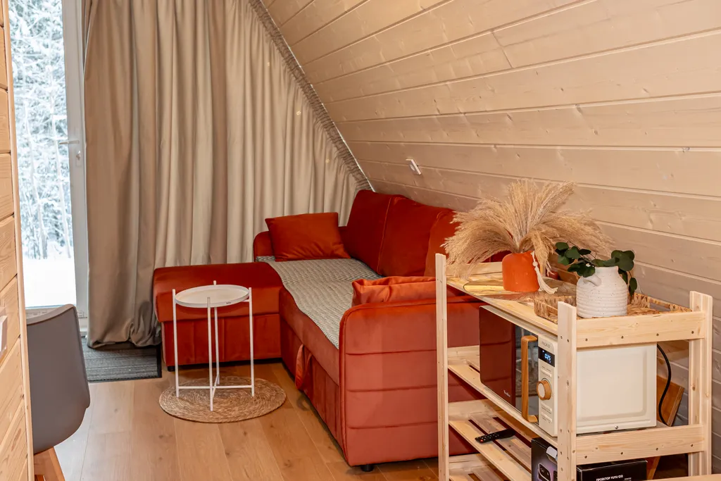 Коттедж Коттедж Уютный а-фрейм с камином и купелью на террасе — Сычево