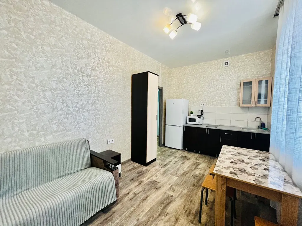 Однокомнатная квартира с диваном и тв на кухне