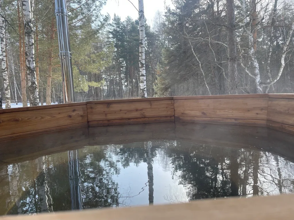 Отдых в лесу с баней и горячим чаном