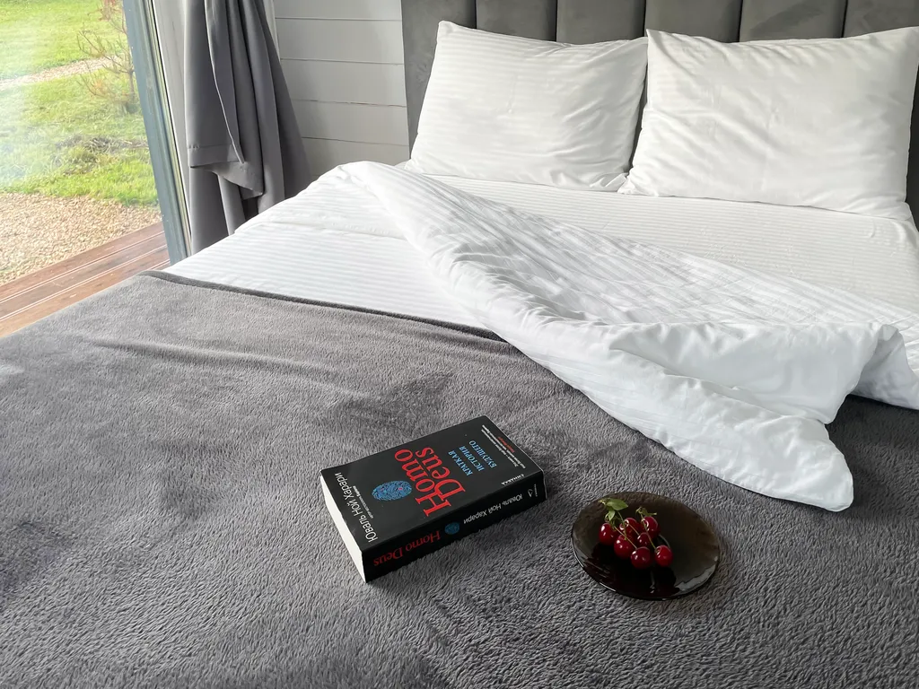 Барн с панорамными окнами с видом на дикий лес