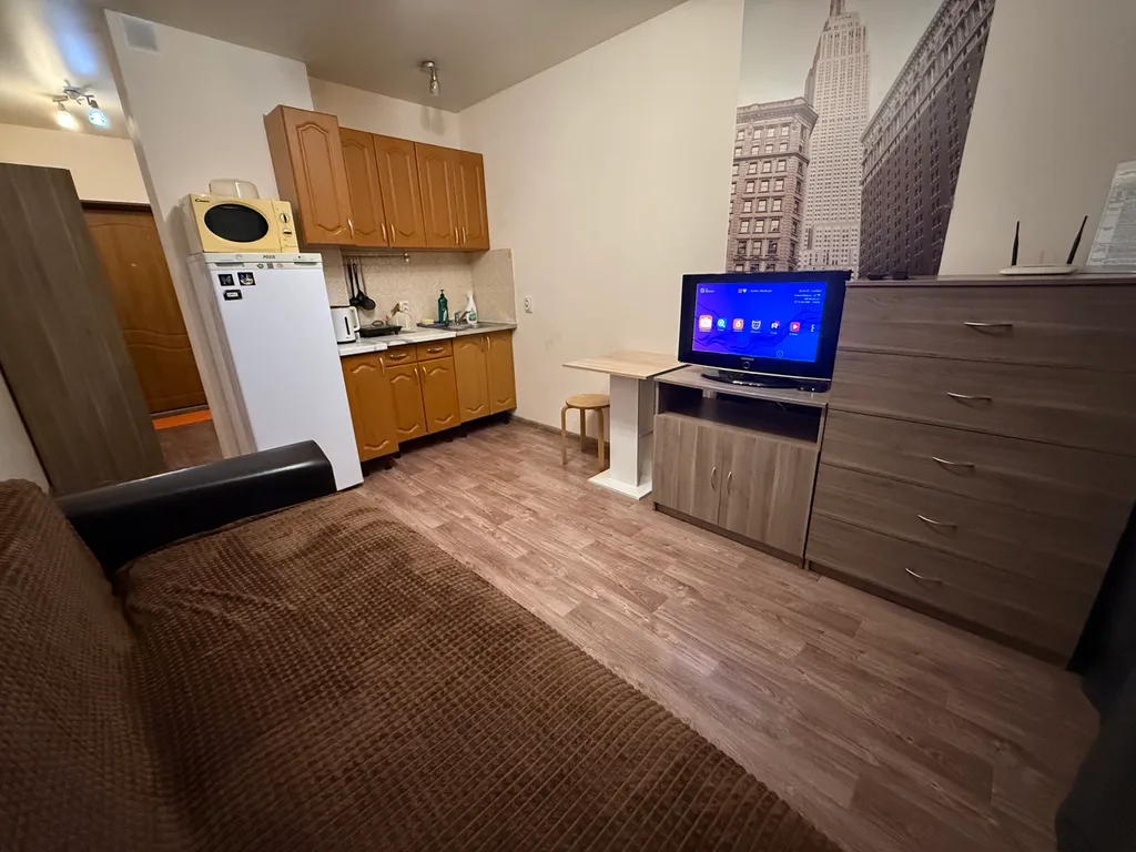 Студия - диван, стиралка холодильник, микроволновка