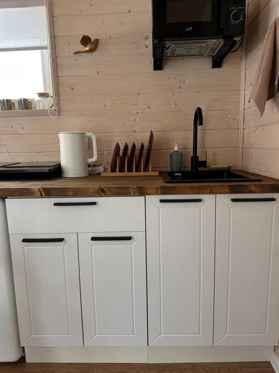 Стильный Красный дом у реки