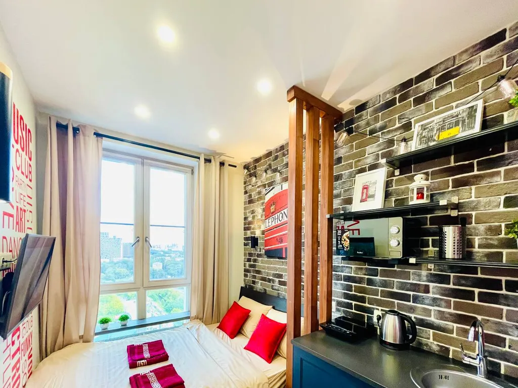 Квартира Квартира Красивая студия на 19 этаже с видом на Mоcкву — Москва