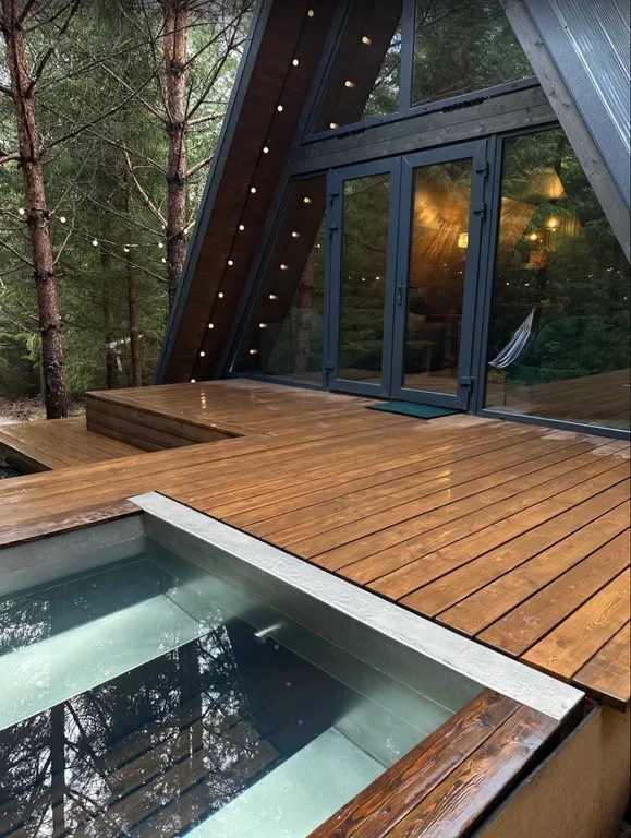 Хвойный - треугольный дом в сосновом лесу