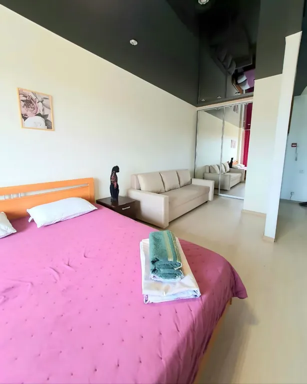 Уютная светлая квартира рядом в центре города с большой кроватью